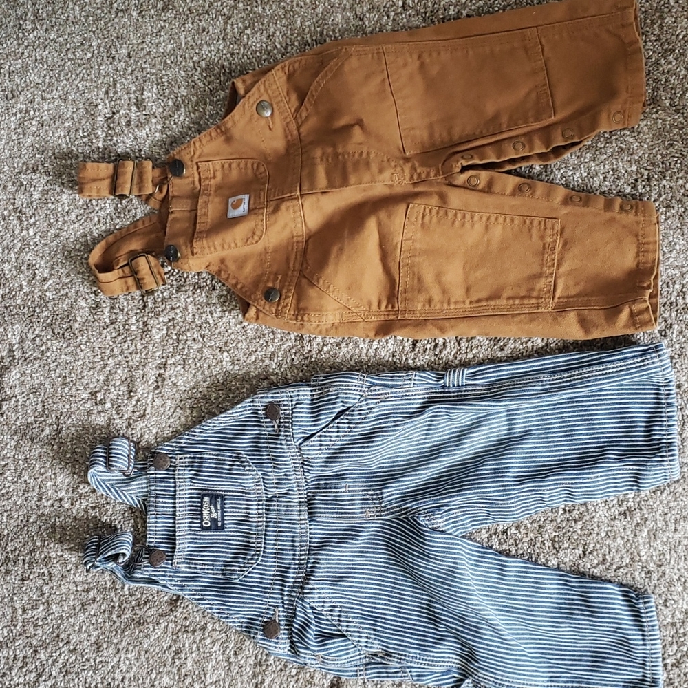 Blue striped infant overalls